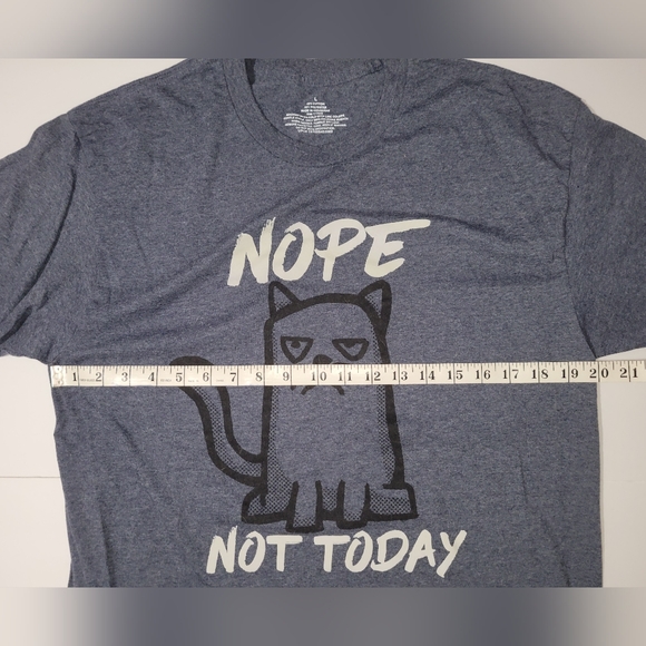 Nope not today cat meme mens short sleeve crewneck blue graphic t shirt - Picture 4 of 5